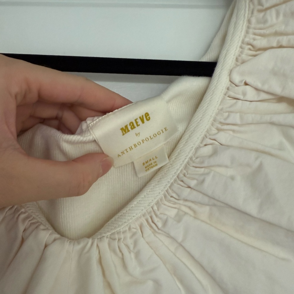 Maeve by Anthropologie Tina Ruffled Tank Top in Cream White size Small - Picture 6 of 10